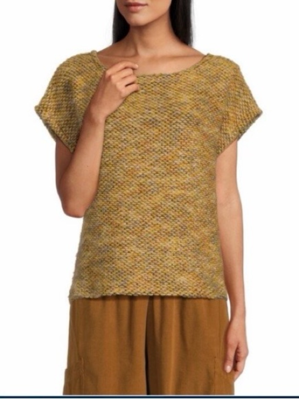 Bryn Walker Chunky Knit Sleeveless Sweater - Olive/Brown Mix